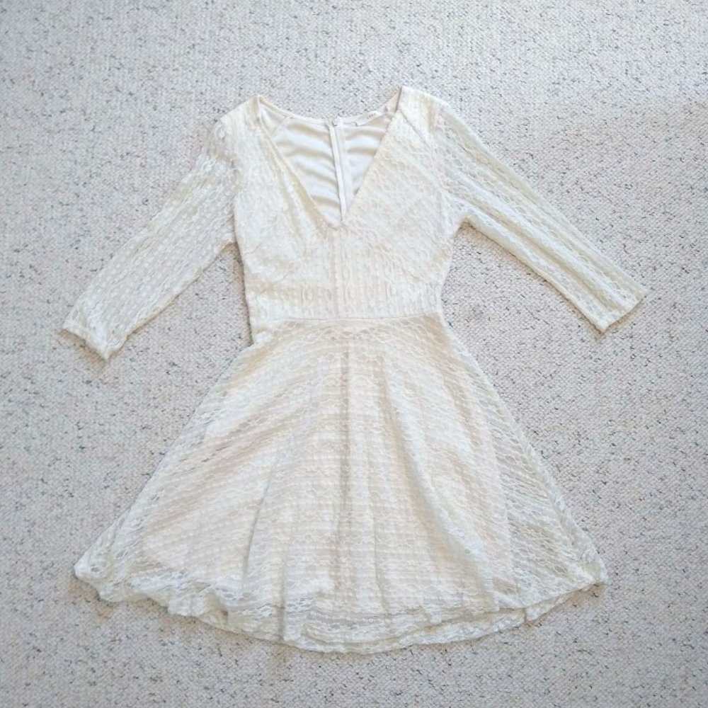 Off - White Lace Skater Dress